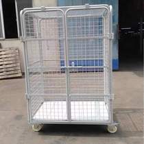 Mingye logistics transfer cage car encryption double door with top four side trolley foldable L-type storage cage car shelf