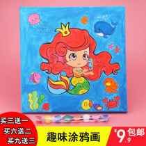 Childrens watercolor painting diy graffiti board coloring painting fun graffiti paint painting gouache painting handmade painting digital oil painting