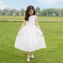 Girls dress 2022 fairy dress Children Korean version Tide Clothes Trendy Great Boy White Lace Princess Long Dress Summer