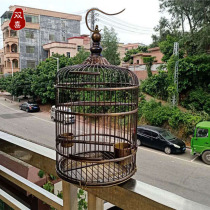 Special pure copper bird cage Thrush tiger skin Wren starling Metal round bird cage Parrot large breeding cage ornaments