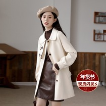 2021 New temperament coat autumn vintage casual small man long niche windbreaker coat women spring and autumn