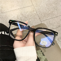 TR New thick black frame glasses male face small big frame plain face flat light frame can be matched with myopia anti blue eye female