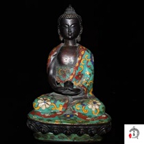 Folk collection Folk collection Old copper tire Cloisonne Shakyamuni Buddha home dedicated to the Buddha of peace