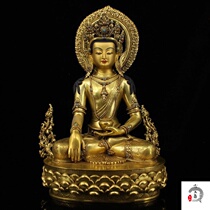 Nepalese painter hand-made copper and gold inlaid gems Tibetan Buddhism Tantric Buddhism Sakyamuni Buddha