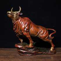 Folk collection of old pure copperplate gilt copper cattle antique antiques