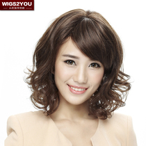 wigs2you high-end wig womens real hair short curly hair cover repair face medium long curly hair pear flower head real hair