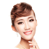 Wigs2you women simulation volume Liu Hai film female oblique bangs wig replacement block fashion bridal bun