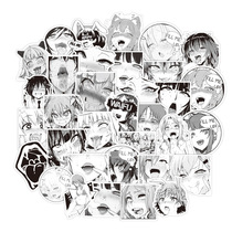 50 black and white hentai sticker waifu outer clothing luggage phone case computer waterproof helmet sticker