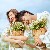 Mori travel wedding photography props photo studio childrens pastoral art couple photo theme portable flower basket holding basket