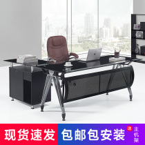  Office furniture Boss desk Large desk Tempered glass desk Total carrier desk Simple modern manager desk Supervisor desk