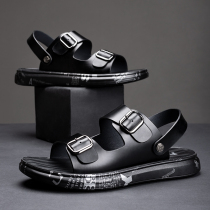 Slippers Men Tide 2022 New Summer Outdoor Driving Advanced Genuine Leather Men Cool Shoes Dual-use Trendy Outside to wear cool tugs