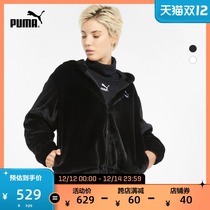 PUMA PUMA official womens FAUX FUR hooded zip warm jacket FAUX 533127
