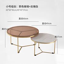 Glass round table with chair Nordic light luxury modern glass living room household small apartment round minimalist marble