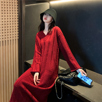 Pregnant women long sweater winter dress knitwear autumn and winter long thick bottoming inside big sweater winter