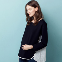 Happy House Pregnant Woman Breastfeeding Spring Autumn Out of Swing Open Fork Fashion Breastfeeding Comfort Elastic Postpartum Breastfeeding Blouse