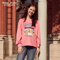 Happy House Pregnant pregnant woman Wei clothing Spring and autumn in long style Knitted Loose Casual Printed Blouse Pregnant with Pregnant Autumn pregnant women