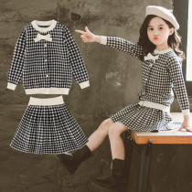 3 children 4 girls spring and Autumn 5 dresses 2021 new princess skirt children Western style sweater 6-year-old girl suit