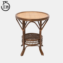 Wanhe Fujiyi rattan noodle tea table furniture modern household tea balcony natural Indonesian gift rattan small tea table