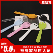 Disposable spoon Plastic fork spoon Black fork Individually packaged fork spoon One-piece dessert spoon Fruit fork Cake fork
