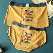 Original Japanese style koi flag cotton couple underwear mens and womens underwear middle waist couple shorts Tanabata gift