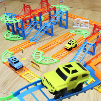 Childrens toys electric rail car runway roller coaster track assembly car train puzzle boy 3-4 years old 5