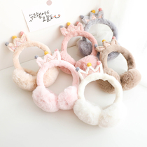 Parent-child section little princess crown plush earmuffs female winter warm Korean version of velvet childrens ear cover ear warm