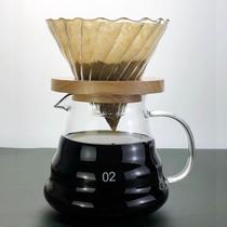 Hand Punch Glass Solid Wood Shelf Coffee Filter Cup V60 Punch Cup Thickened Filter Drop Filter Cup Share Jug Well Cup Cloud jug