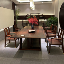 New Chinese solid wood conference table and chair combination Simple long table Office negotiation reception desk Office training workbench