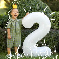Small fresher 40-inch white big digital aluminum film Balloon High-end Kid Birthday Baby Birthday Party Festive Arrangement