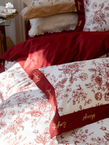 Pure Cotton Four Pieces 100 Branches Full Cotton Long Suede Cotton Red Wedding Wedding Wedding Quilt Cover Bed Linen Bed supplies 4