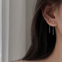 Small Tetris earline woman pure silver temperament anti-allergy short crowdear pins lukewarm wind minimalist flow suearrings