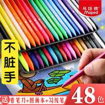 Ma Peide plastic crayon not dirty hand oil painting stick 24 color Children Baby triangle colorful color painting brush Ma Depei set safe non-toxic kindergarten non-stick can wash color pen