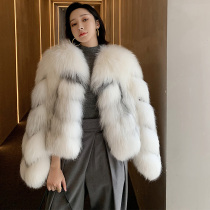 UPFURS imported marble whole leather fox fur coat womens short womens hair coat foreign youth