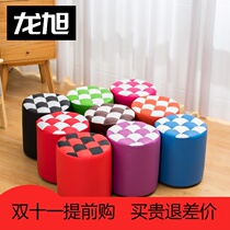Leather stool Sofa stool Living room coffee table stool shoe stool round stool Solid wood low stool Foot stool Household small stool