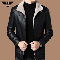 Chiamania leather leather men winter high-end trend young and middle-aged sheep leather jacket with velvet jacket