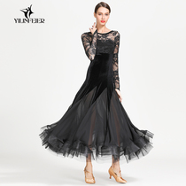 Yilin Feier Tilting Design Lace Long Sleeve Modern Dance Dress 1862 National Standard Dance Dress Dress