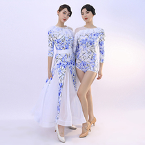 Elim Feier White rich beauty wind fresh floral 2111 modern dance dress dress National standard dance costume practice suit