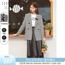 Triple color 2022 spring new giovine plaid small suit Temperament Superior style Gusto Suit Jacket Double-row Buttoned Woman