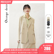 Orange Desire fried street small suit womens black 2021 autumn professional suit high-end sense blazer