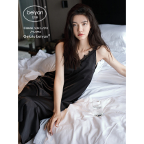 Belyan Emulation Silk Sexy Harness Sleeping Dress Woman Sleeping Dress Summer Thin Ice Silk Lace Seductive Home Dress Dress