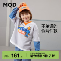 MQD Boy Clothing Boy Collider Sweatshirt 2022 Spring New Fake Two Letters Cartoon Casual Splicing Clothes Man