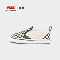 Vans Van Scouts shoes Official children Black and white chessboard Gone foot girl low gang of sails cloth shoes