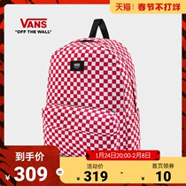 (No Closing) Vans Vans Official Red and White Checkerboard Classic Small LOGO Couple Backpack Backpack