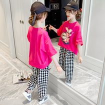 Girl Suit Summer Dress 2022 New Ocean Gas Trendy Boomers Slim Fit Summer Net Red Big Boy Short Sleeve Two-piece Set