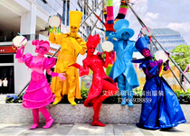 New Scenic Area Themed Park Colorful Leather Material Styling Culture Company Mall Commercial Performance Costumes