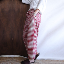 Yuwen her city Original Spring and Autumn new literary retro loose casual woven three-dimensional cotton radish womens pants