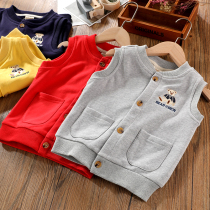 Childrens waistcoat spring clothing 2022 new baby casual cotton vest jacket foreign air boy Horse clip Shoulder Spring Autumn