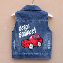 Boy cowboy waistcoat 2022 new ocean gas baby Khamshoulder Childrens spring and autumn clothes Han version Thin Vest External Wearing Tide