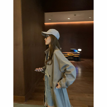 Park justice khaki windbreaker 2021 spring and autumn womens small high-end gray medium-long British coat jacket