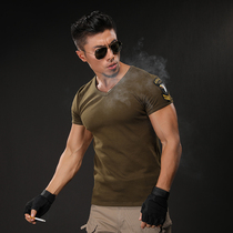 Outdoor military Fan mens T-shirt tight elastic tactics 101 Airborne Division V collar special forces